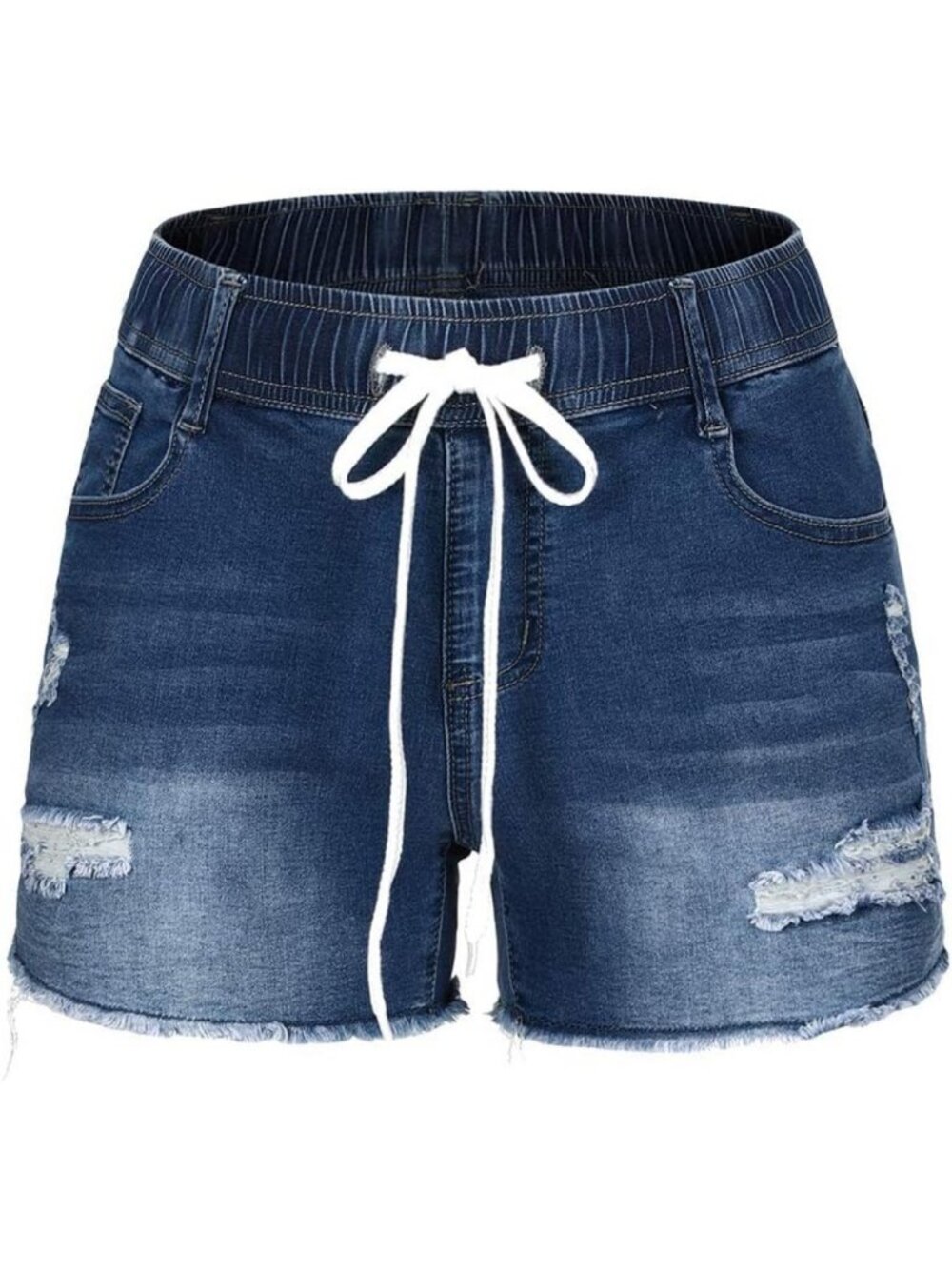 Mid Rise Ripped Stretchy Denim Shorts for Women | Casual Frayed Hem Jean Shorts